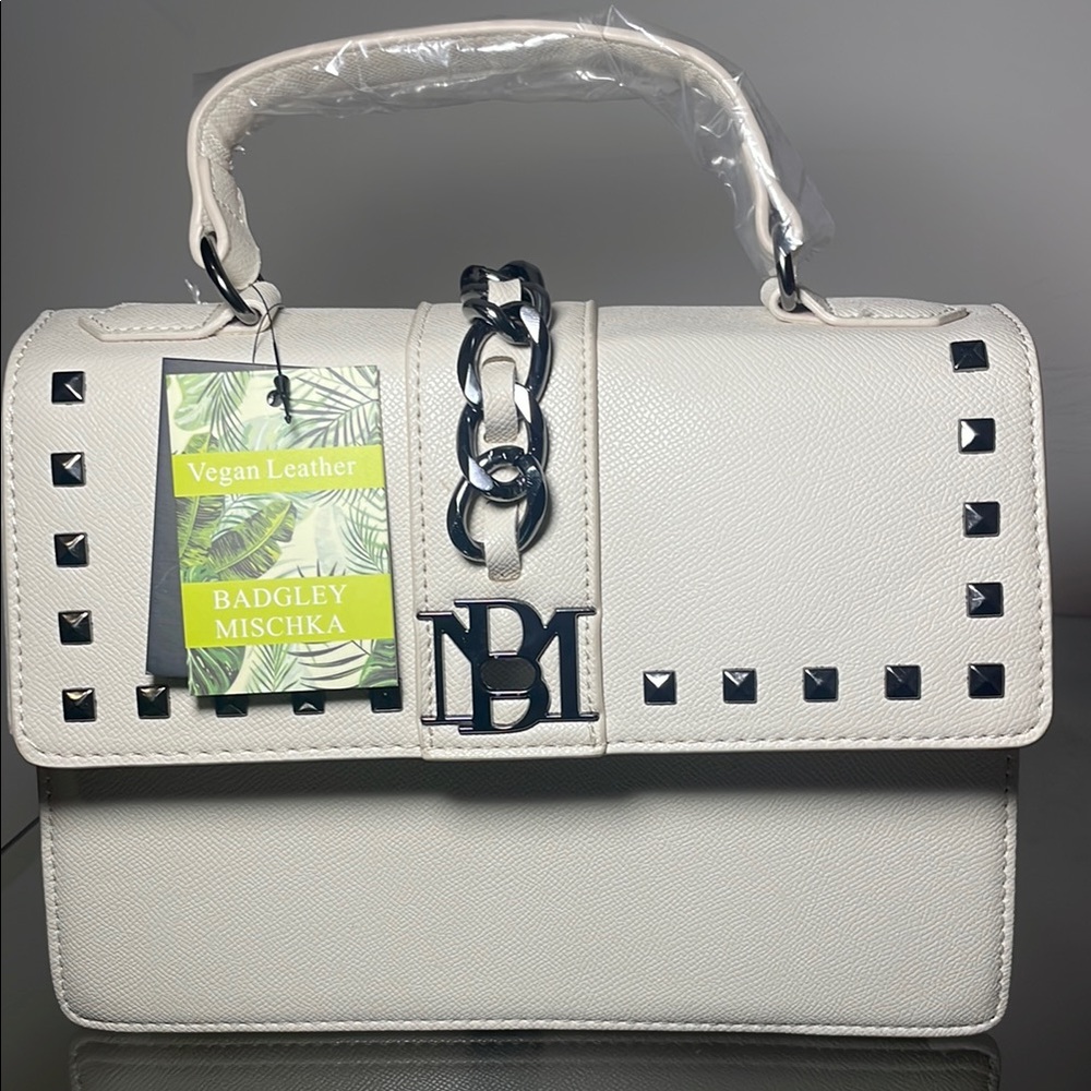 Badgley Mischka White Vegan Leather Bag